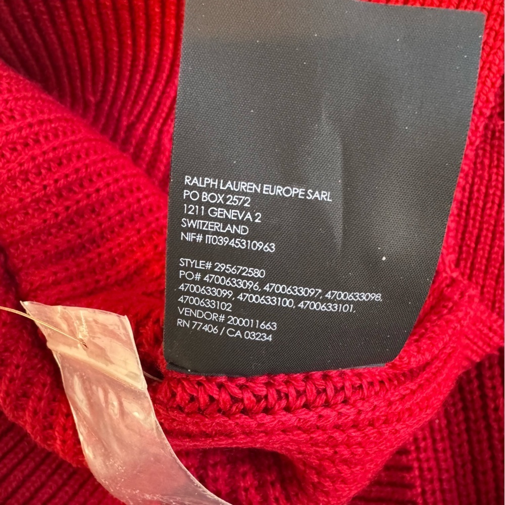 Club Monaco Red 100% Merino Wool Ruffle Neck Balloon Sleeve Sweater Women's Sm - Picture 11 of 11